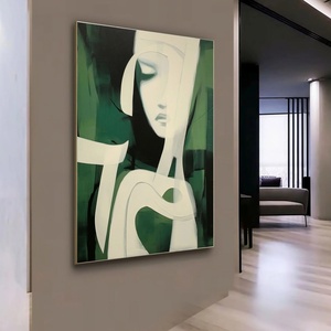 Decoración del Hogar, Lienzo Artístico de Lujo, Arte de Pared Grande, Pintura Abstracta de Rostro de Mujer en Verde y Blanco, Pintura Hecha a Mano, Decoración del Hogar, Arte de Pared - Product Image 6