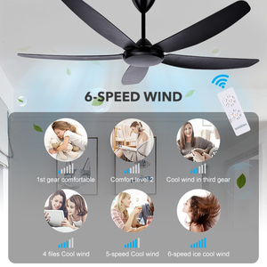 Ventilador de Techo con Control Remoto para Interiores, Motor de Cobre Puro de Alta Velocidad, 5 Aspas de ABS - Product Image 3