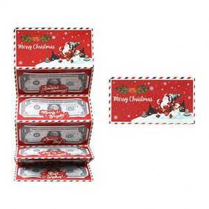 Tarjeta de Regalo Sorpresa Plegable con Diseño de Estampado de Papá Noel y Feliz Navidad para Fiestas Navideñas - Product Image 4