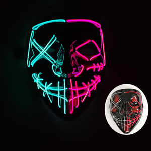 Máscara LED de colores mezclados <span class=keywords><strong>para</strong></span> <span class=keywords><strong>Halloween</strong></span>, máscaras luminosas de purga que brillan, máscara facial con luz de neón aterradora, accesorios <span class=keywords><strong>para</strong></span> disfraces de Festival Unisex - Product Image 4