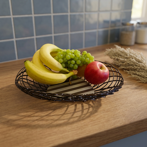<b>Round</b> Metal Fruit <b>Basket</b> Iron <b>Storage</b> Container Durable Simple Design Kitchen Use Single Tier Welded Construction - Product Image 5
