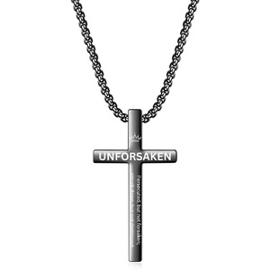 Collar con colgante de cruz de acero inoxidable de 45 mm, diseño minimalista para hombres y mujeres, uso diario. - Product Image 4