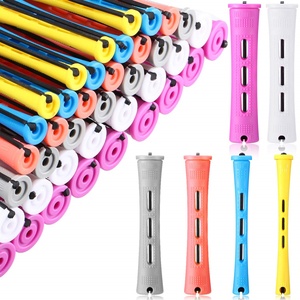 Venta al por mayor de fábrica: Herramientas de peluquería DIY, rizadores de pelo de plástico, rodillos de pelo multicolor, varillas cortas para ondas frías para mujer - Product Image 1