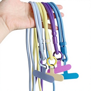 Universal Adjustable 6mm Eco-Friendly Nylon Rope Wrist Mobile Phone Lanyard Strap with Phone Tether Patch Customized