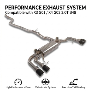 Système d'échappement Vortex Austenitic SS304 pour BMW X3 G01 X4 G02 2.0T B48 avec embouts arrière noirs, ligne de montage U - Product Image 1
