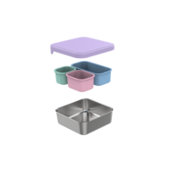L'ensemble de récipients à sandwich en acier inoxydable avec un couvercle et un joint en silicone scellé convient au stockage des sandwichs et des collations