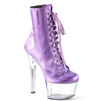 Bottes de pole dance à talons hauts de 17 cm, chaussures de danse exotique pour scène de boîte de nuit, talons transparents, bottes hautes pour femmes