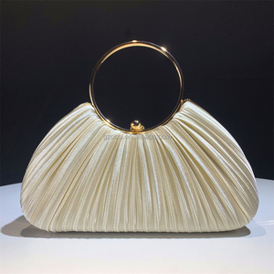 OC4442 Bolso de Mano Tipo Clutch para Mujer, Diseño Plisado, Color Sólido, Asa Redonda, Bolso de Noche Elegante para Fiesta, Precio Económico al por Mayor - Product Image 1