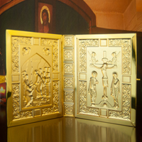 HT Église Fournisseur Orthodoxe Catholique Sainte Bible Livre Couverture Plaqué Or Évangile Couverture Avec Émail et Jésus Icône