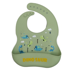 <b>Silicone</b> Baby Bib <b>Waterproof</b> Easy Clean Custom Color Reusable Toddler Kids Mealtime Apron Design 046 Custom Logo Wholesale - Product Image 1