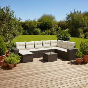 Set Divano da Giardino Modulare in Rattan PE Marrone, Arredamento da Esterno con Cuscini per 7 Persone, Design Moderno - Product Image 2