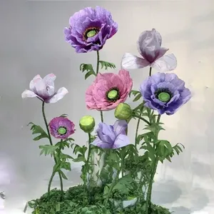 مجموعة زهور ورقية بسيطة عملاقة قائمة بذاتها من Coquelicot خلفية زهور مصنوعة يدويًا لفعاليات الزفاف عرض متجر - Product Image 2