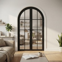 Porte de séparation domestique de style français sur mesure, cadre en fer noir thermolaqué, porte en verre trempé