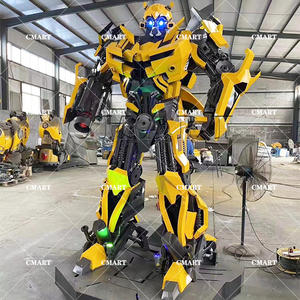 Decoración de Jardín y Parque, Enorme Estatua de Transformer de Acero Inoxidable, Estatua de Optimus Prime de Metal para Exteriores, Escultura de Iron Bumblebee con Luces LED - Product Image 4