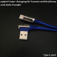 Kabel USB Tipe C, Premium Universal pengisian super nilon tenun 90 derajat siku bentuk L