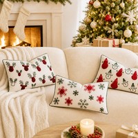 Housse de coussin rectangulaire de Noël transfrontalière, décor festive pour salon, housse de coussin de canapé, support lombaire bonhomme de neige, anti-plis