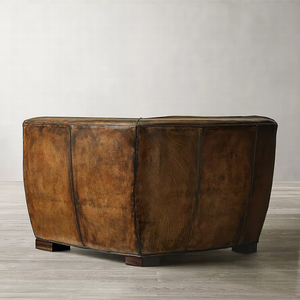 SILLA DE CUERO RH ROURKE, Silla de Cuero Marrón Desgastado con Capitoné Chesterfield, Silla de Estilo Vintage Moderno para Sala de Estar - Product Image 3