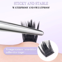 Cils autocollants, marque privée, sans colle, 100 pièces, faits à la main, 300D, pré-collés, courbure D, longueurs mixtes 10-16 mm