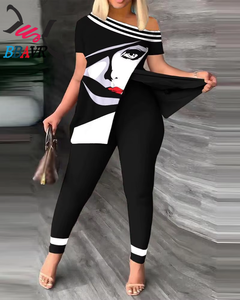 Fashion Luxury Digital Print <b>Plus</b> <b>Size</b> Women's t Shirt Pants Sets Top Pants Sets for Women Summer - Product Image 3