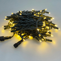 Guirnalda de Luces LED con Pegamento, Cable de PVC Verde IP44 de 10 Metros, 100 LED, Color Blanco Cálido, Doble Color, Brillante, Decoración Navideña para Exteriores