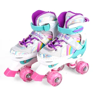 MAGICENG可调四轮溜冰鞋4光轮室内室外闪光旱冰鞋女童儿童初学者友好型旱冰鞋
