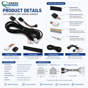 Kabel Lampu Ambient Mobil Kustom, Perakitan Kabel Lampu LED Otomotif untuk Pencahayaan Interior Kendaraan - Product Image 3