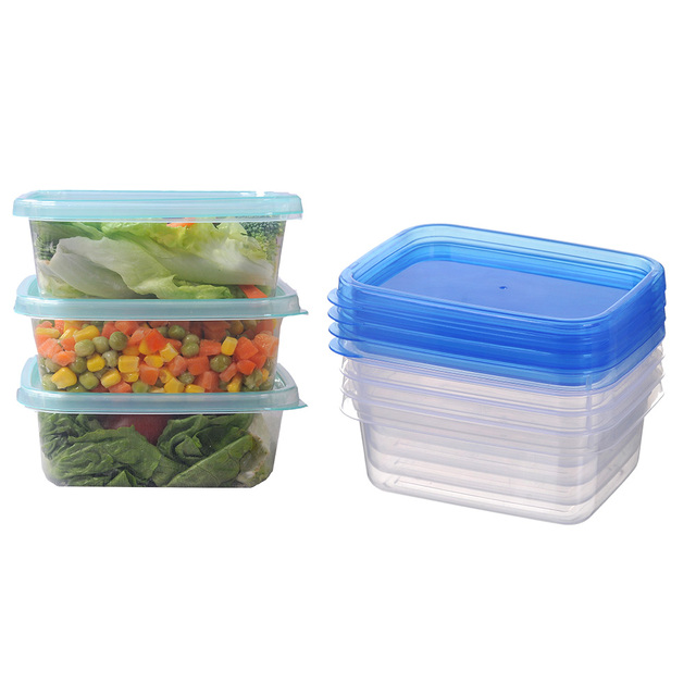 6 Pcs Food Grade Plastic Microwave Easy to Lock Disposable Food Containers with Lids Set
