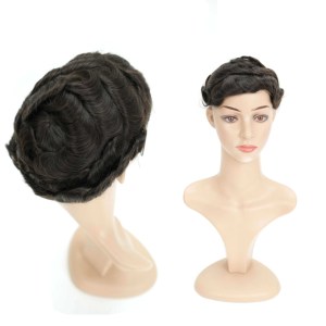Q6 PU Skin Swiss Lace Base Hair Prosthesis 130% Density Natural Human Hair <b>Men</b> Male Toupee With Front Bleached Hair for <b>Men</b> - Product Image 6