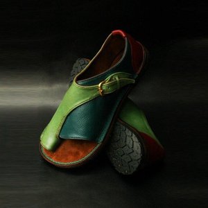 <span class=keywords><strong>Sandalias</strong></span> de Mujer, Zapatos Cómodos, <span class=keywords><strong>Sandalias</strong></span> para Juanetes, Tacón Plano, Punta Abierta, Bloque de Color PU, Rojo, Verde Claro, <span class=keywords><strong>Fucsia</strong></span> / Verano - Product Image 6