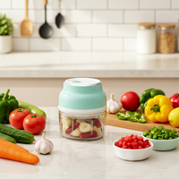Migecon - Picadora Eléctrica de Alimentos de 150 ml, Picadora de Verduras Eléctrica Portátil de Plástico, Mini Procesador de Alimentos Ecológico