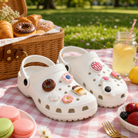Ensemble de breloques pour chaussures en PVC mignonnes, décorations Kawaii (fleur, donut, café, canard, champignon) pour sandales à enfiler, personnalisables DIY, Marque HS, Unisexe