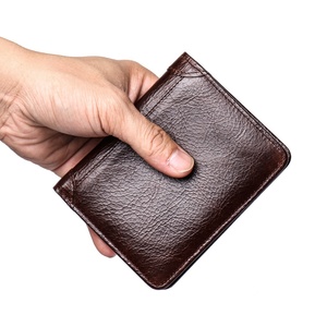 BOSHIHO New Arrival Short Custom Logo Genuine <b>RFID</b> Blocking Credit Card Holder <b>Wallets</b> Leather Men - Product Image 5