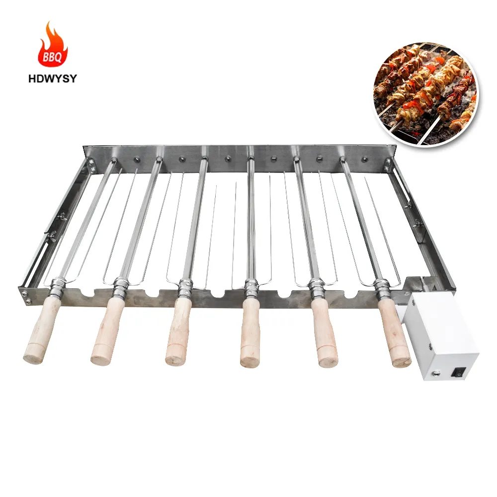 Churrasco Triplo Espetos Brasileiros Kabob Rotary BBQ Espetos Rotisserie Grill com Motor Elétrico