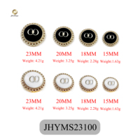 Kancing Logam Enamel Mewah 23mm CC Berlapis Emas, Kancing Dekoratif Fashion untuk Jas, Mantel, dan Pakaian