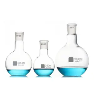 Haiju garrafa de fermentação borosilicata, garrafas de perfuração para uso em laboratório, baixo plano, pescoço curto