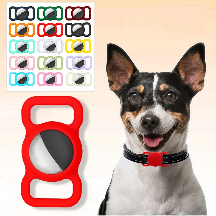 Multi Colors Personalized Pet harness Anti-Lost Air Tag gps tracker case holder Soft silicone cover AirTag dog collar for Dogs
