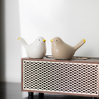 Figurine d'oiseau en céramique, style nordique abstrait, petit ornement d'oiseau, finition mate, décoration pour étagère, console TV, sculpture de table, cadeau pour la maison