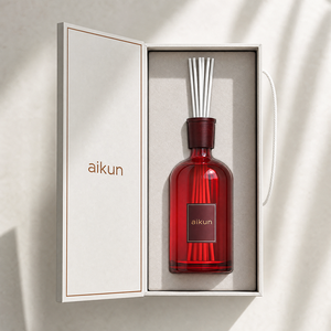 Aikun Substantial Capacity Continuous Fragrance Flame Free Ruby Glass <b>Reed</b> <b>Diffuser</b> Gift Set in Display Packaging <b>for</b> Home Decor - Product Image 1