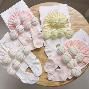 Venta al por mayor OEM bebé Fetal sombrero conjunto Primavera Verano diversión calcetines dibujos animados recién nacido bebé sombrero Beanie calcetines conjunto - Product Image 4