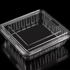 Caja de embalaje de plástico apilable de grado alimenticio PET Clamshell para cerezas Punnet de fruta transparente ventilada con tapa con bisagras - Product Image 1