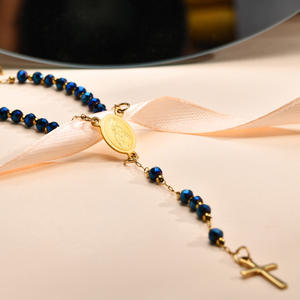 สร้อยคอยาวประดับไข่มุกและไม้กางเขนพระแม่มารี สแตนเลสสตีล ขายดี ดีไซน์เรียบหรู กันน้ำ ชุบทอง 18k - Product Image 3