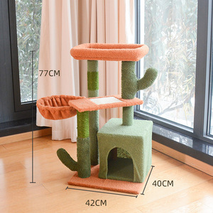 Magicleaf <span class=keywords><strong>Arbre</strong></span> <span class=keywords><strong>à</strong></span> <span class=keywords><strong>chat</strong></span> moderne et écologique, structure d'escalade intégrée en forme de cactus, nid et griffoir en Sisal Teddy, 40 cm, en panneau de particules - Product Image 6