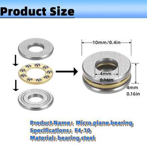 ลูกปืนแรงขับขนาดเล็ก Vleant 6 ชิ้น รุ่น F4-10M ความแม่นยำสูง แบบแถวเดียว ขนาด 4x10x4 มม. โครงเหล็กและทองเหลือง รุ่นประกอบเอง VL-D00189 - Product Image 5