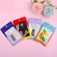 Pochette laser refermable pour téléphone portable, fenêtre écologique imprimée, givrée, translucide, stockage de cosmétiques, emballage alimentaire, sacs à fermeture éclair