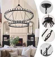 Multi Tailles 2/3/5 Mètre Grande Mosquée Chandelier à Bougie à Deux Niveaux Vintage Loft Hauts Plafonds Escalier Lustres 80/120/200 Pouces