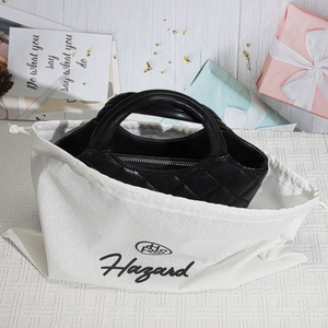 カスタムオーガニックモスリンコットンポーチロゴ入りエコフレンドリーなコットン服ショッピングシューズハンドバッグダストドローストリングバッグ - Product Image 3