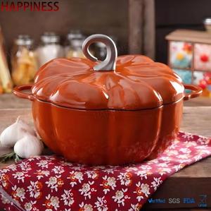Marmite hollandaise en <span class=keywords><strong>fonte</strong></span> de Noël, durable, avec revêtement émaillé antiadhésif, pot à ragoût en forme de citrouille avec couvercle métallique, ustensiles de cuisson en <span class=keywords><strong>fonte</strong></span> - Product Image 1