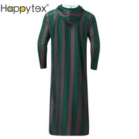 Robe musulmane arabe pour homme de grande taille du Moyen-Orient 2025, imprimé rayé doux, robe musulmane d'hiver avec capuche, arabe pour les vacances