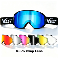 Masque de ski magnétique, lentille à échange rapide, système de verrouillage latéral, anti-buée, UV400, compatible casque, masque de snowboard personnalisé OEM