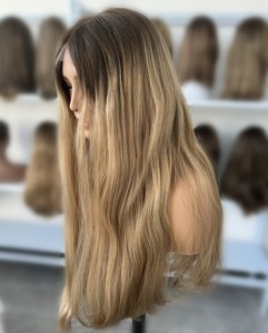 Perruque Juive à Cheveux Humains Vierges Ombré Blond, Dentelle HD à Cuticules Alignées, Perruque Juive à Top en Dentelle Casher pour Femmes - Product Image 1